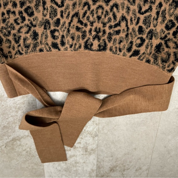 Anthropologie Moth Sweater Pants Tan Black Leopard Print Small - Picture 5 of 9